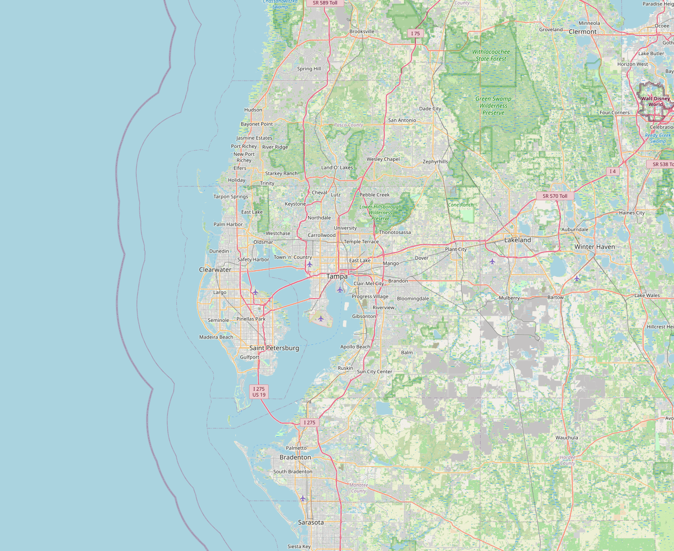Map of the Tampa Bay area